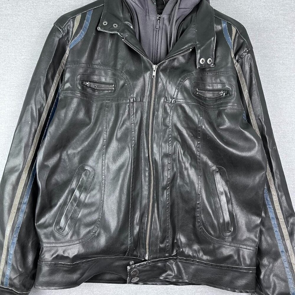 carbon leather jacket Men’s size m Y2K 90s Hoodie Lined‎